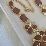 Gold And Latte Taupe Statement Necklace and Earrings Set Brown Photo 4
