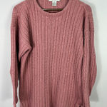 Sag Harbor Vintage Sag Harbour Silk Tunic Sweater Women 1X Pink Cable Knit Fisherman Preppy Photo 0