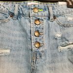 Bongo light wash denim skirt distressed button zip Photo 2