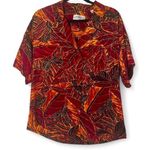Ellen Tracy  100% Silk Vintage Tropical button down V neck blouse size 4 Photo 0