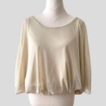 Arden B Sparkly Blouse Slouchy Top batwing Gold Metallic Nude boat-neck size S Photo 0