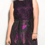 Adrianna Papell Lovely By - Black and Purple Puffy Midi Dress Size 8 Photo 0