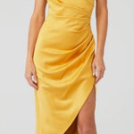 Elliatt  Cassini Satin One-Shoulder Dress in Tumeric Photo 0