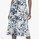 Banana Republic Floral Slip Midi Dress Blue White Linen Cotton Size 6 Tall Photo 0