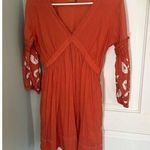 Voile Blanche Orange Embroidered Floral 3/4 Sleeve Dress Size Small Photo 0