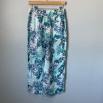Cynthia Rowley 100% Linen Floral Wide Leg Pants White Teal Beach Vacation Size S Photo 1
