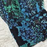 Lavender Brown  Womens Blue Snake Print Shift Dress size Medium Long Sleeve Silk Photo 5