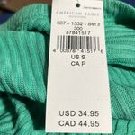 American Eagle Lightweight Pull on Sweater V Neck Ribbed Long Sleeve Green S NWT Photo 3