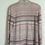Chico's Blush Taupe Stripe Shimmer Long Cardigan Size 1 USโ Medium Metallic Photo 4