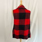 Red & Black Buffalo Plaid Cozy Flannel Sleeveless Jacket Vest Photo 2