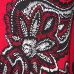 Carmen Marc Valvo  Red Paisley Floral Rhinestones On/Off Shoulder Sweater Large Photo 3