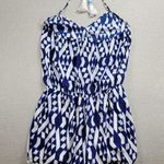 Eclair Womens Romper L Blue Geometric Backless Halter Tassels Fringe Summer Size L Photo 5