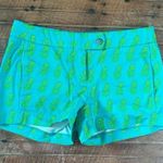 J Crew green pineapple print preppy flat front 00 shorts Photo 0