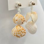 Sea Shell White Bead Drop Boho Cottage Dangle Stud Earrings Fashion Jewelry Photo 2
