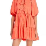 Cinq à Sept Lynn Tiered Puff Sleeve Dress, Neon Coral Size 6 New w/Tag $365 Photo 0