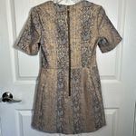 Topshop Sz 4 Metallic Gold Snakeskin Print Dress Short Sleeve A-Line Jacquard Photo 7