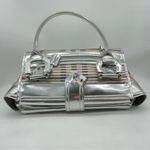 Burberry metallic silver canvas and leather tote bag Photo 4