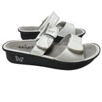 Alegria White Leather Slide Sandals 37 US 7 Comfort Butterfly Sole Photo 3
