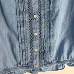 Gap Top Lace Trim Puff Sleeve Light Wash Denim Size M Boho Cottagecore Photo 7