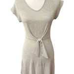 Caution to the Wind Dress Gray and White Small Short Sleeve Photo 0