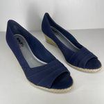 Coach and Four Women's Espadrilles Black Open Toe Wedge Sandals Sz 8.5 Casual Blue Photo 1