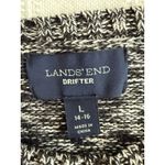 Lands' End BLK GRY Marled Drifter Sweater Soft Cotton BasketWeave Knit Crewneck L Photo 3