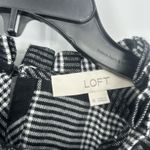 Loft  Plaid Pleated Ruffle Neck Blouse Black White Long Sleeve Size XL Photo 10