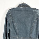 DKNY ‎ Small Jean Jacket Reworked Denim Hand Embroidered Bleached Distressed 509 Photo 9