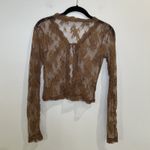 Y2K Top Chocolate Brown‎ Lace Tie Up Cardigan/Bolero Unbranded See Through Lace Brown Photo 1