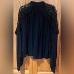 Free People Little Bit Of Love Crochet Lace Ruffle Keyhole Blouse Black Size XS Photo 13