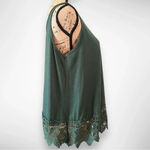 Women's Green Round‎ Neck Relaxed Fit Sleeveless Tunic Lace Trim Small | GUC Photo 4