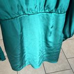 Lulus Delightful Endeavor Emerald Green Satin Long Sleeve Mini Dress Photo 6
