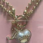 Juicy Couture NWT Gold Puffy Heart Crown and “J” Charm Necklace 17” Photo 3