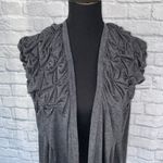 Mystree Sz M open front rouched top sleeveless cardigan top grey Photo 2