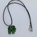 Handmade Black Wax Green Elephant Necklace Photo 2