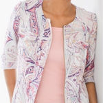 Chico's Multi-Print Linen Jacket Paisley Vanity Size 0 (Small) Style 570179483 Photo 0