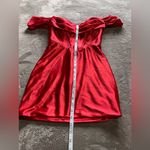 STACEES Red Hot Silky Formal Mini Dress Corset Off Shoulder Designer Sz 0 EUC Photo 7