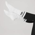 Alo Yoga NWT - Unisex Throwback Crew Socks in White w/Black Logo Photo 0