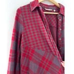 Soft Surroundings Paramour Red Plaid Fleece Button Down Shirt Jacket Medium Photo 4