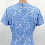 Hutch Anthropologie Blue Floral Lace V-Neck Fit & Flare Dress Photo 3