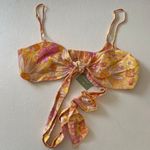 H&M  Floral Linen Blend Tie Front Crop Top M Retro Y2K Daisy Print Summer Blouse Photo 0