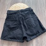 ZARA  black high rise denim‎ shorts w/ waist tie Photo 7