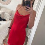 ZARA Red Cowl Neck Silk Dress Photo 0