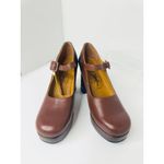 Fly London  ERIL Platform Pumps Cognac & Navy Leather Retro 70s Chunky Heel 38 Photo 9