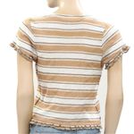 Free People NWT  Garner Tee Shirt Top Striped Ruffle Short Sleeve Size Small Photo 7