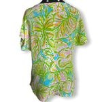 Lilly Pulitzer Lilly‎ Pulitzer Womens Blouse Size S Elephant Ear Guava Silk Green Pink Blue Top Photo 3