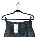ZARA NWT Faux Leather Shorts Womens XS Black High Rise Belted Vegan Streetwear Photo 1