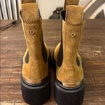 Maje Carmel Suede Platform Chelsea Ankle Boots Gold Metallic Heel Size 7 NWOB Photo 3