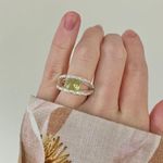 NRT Green & Silver Two Shank Ring “Venus” Avon Signed Peridot Eye Art Deco Jewelry Photo 11