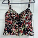 Allen B Floral Zip Bustier Corset Top Womens 10 Dark Romantic Coquette Y2K Indie Black Photo 0